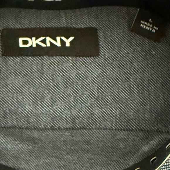 DKNY Button Up Long Sleeve Cotton Stretch Sport Shirt - Blue - Size Large - Picture 6 of 7